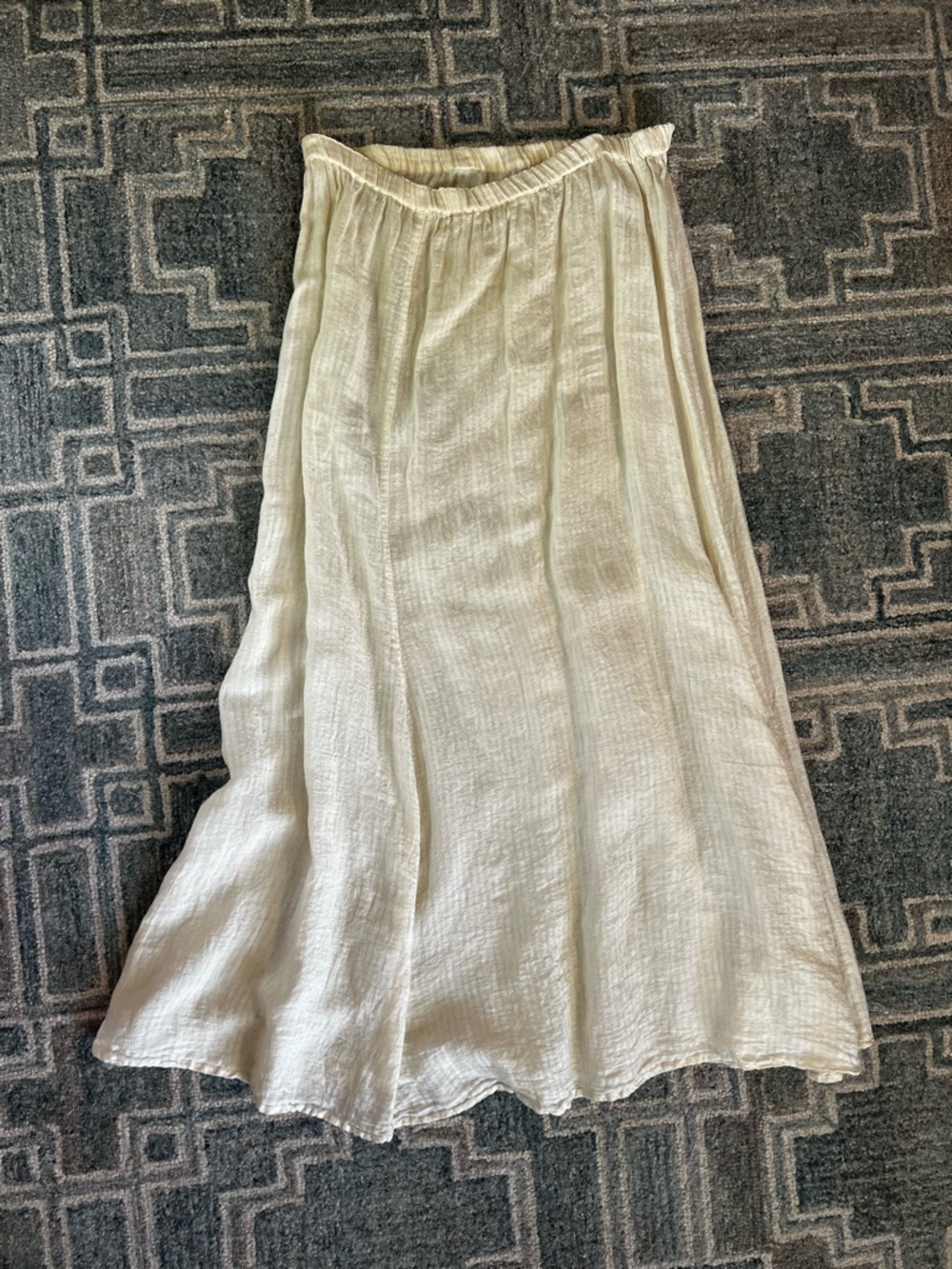 Flax, 100% Linen Cream Maxi Skirt